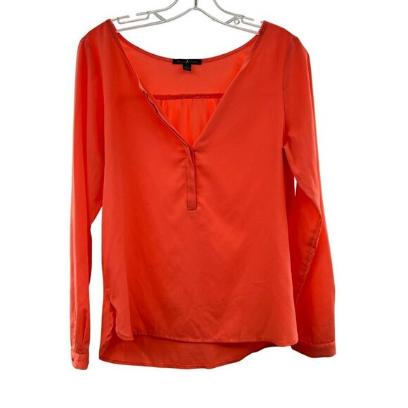 American Eagle Outfitters Somen's V-Neck Sheer Top Coral Size Small Long Sleeve - Picture 1 of 9